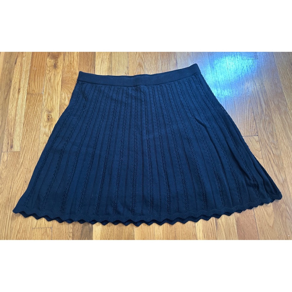 Gap Womens Black Pointelle Knit Scalloped Mini Skirt L NWT 816439-01-1